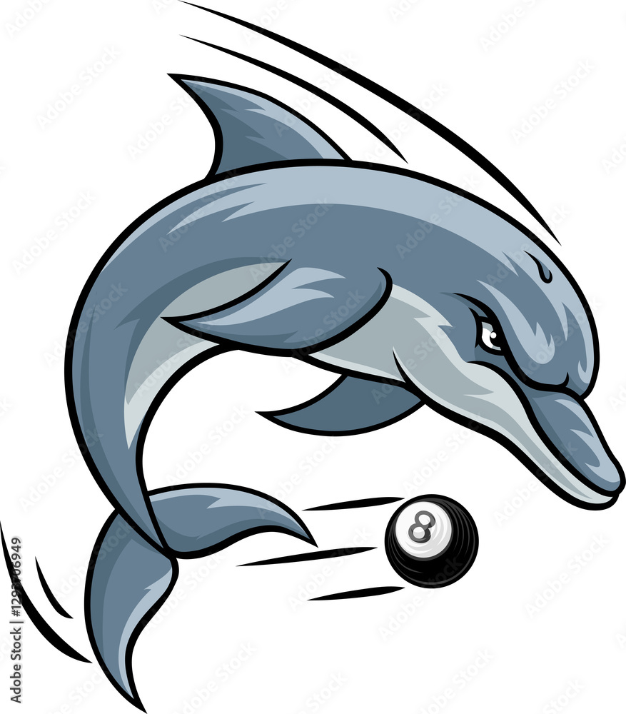 Fototapeta premium Dolphin Animal Billiards Pool Sports Team Mascot