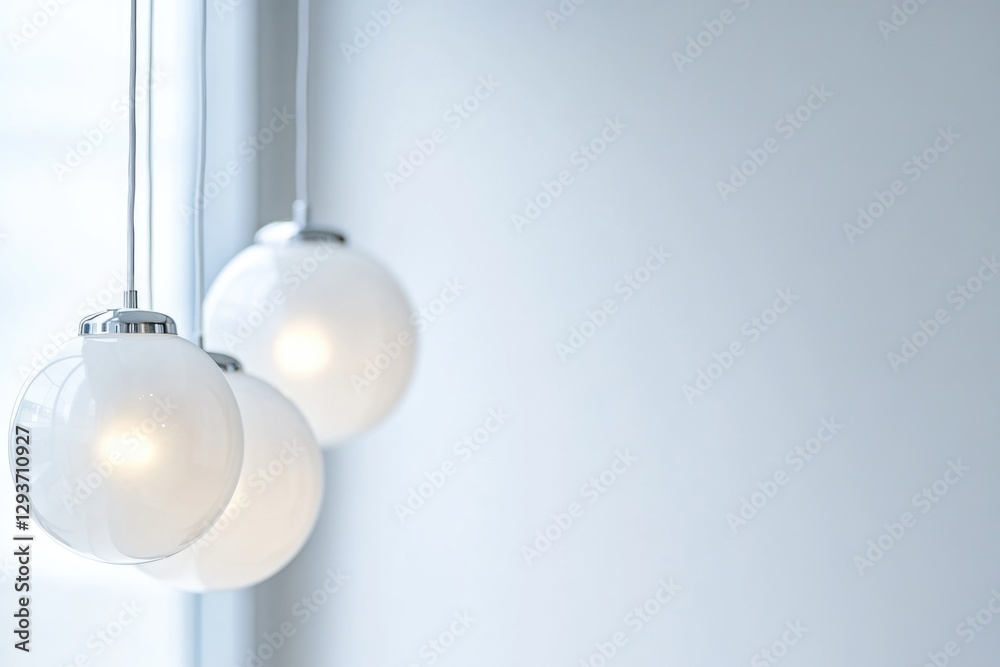 A pair of lights suspended from the ceiling, suitable for use in various settings such as restaurants, cafes or homes A pair of lights suspended from the ceiling, suitable for use in various settings such as restaurants, cafes or homes