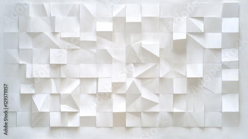 Abstract paper sculpture, geometric shapes, light and shadow, wall art, for interior design