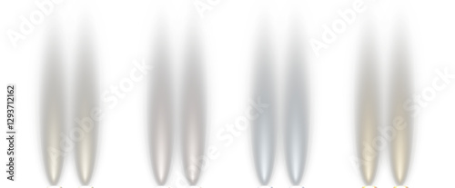 Realistic car headlights. Train moving effect, vector bright lights on transparent background png.	
