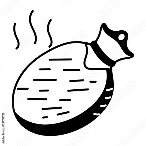 A hand drawn style icon of hot bottle 
