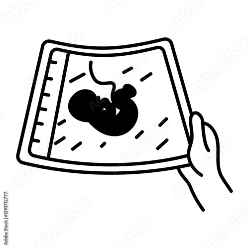 Baby ultrasound report icon in hand drawn style 
