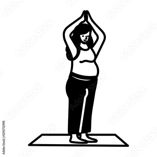 A hand drawn icon of a woman doing pregnancy exercise 

