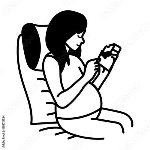 Woman having pregnancy craving, doodle icon

