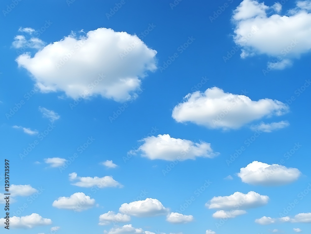 Fluffy clouds drift across a vibrant blue sky (2) Fluffy clouds drift across a vibrant blue sky (2)