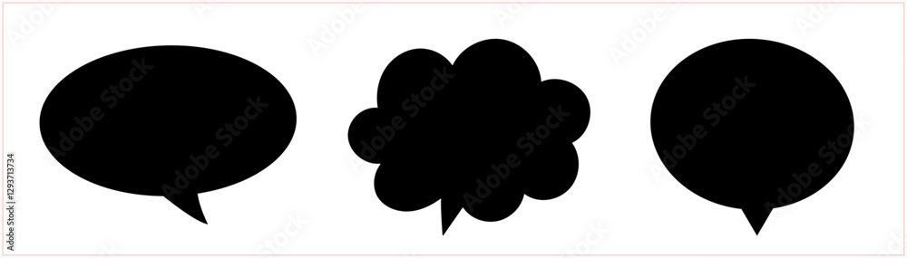 Speech bubble frame set, simple hand-drawn cute speech bubbles, vector material, monochrome, white background, copy space Speech bubble frame set, simple hand-drawn cute speech bubbles, vector material, monochrome, white background, copy space