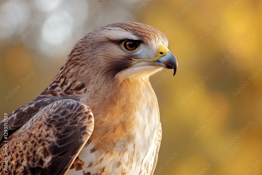 A close-up view of a bird of prey's face, with sharp features and piercing eyes A close-up view of a bird of prey's face, with sharp features and piercing eyes