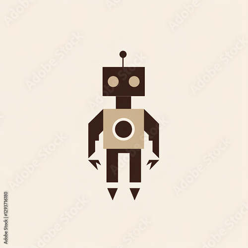 Minimalist robot logo, clean and futuristic design. Displays an intelligent and innovative geometric structure that is sleek, modern, and simple.