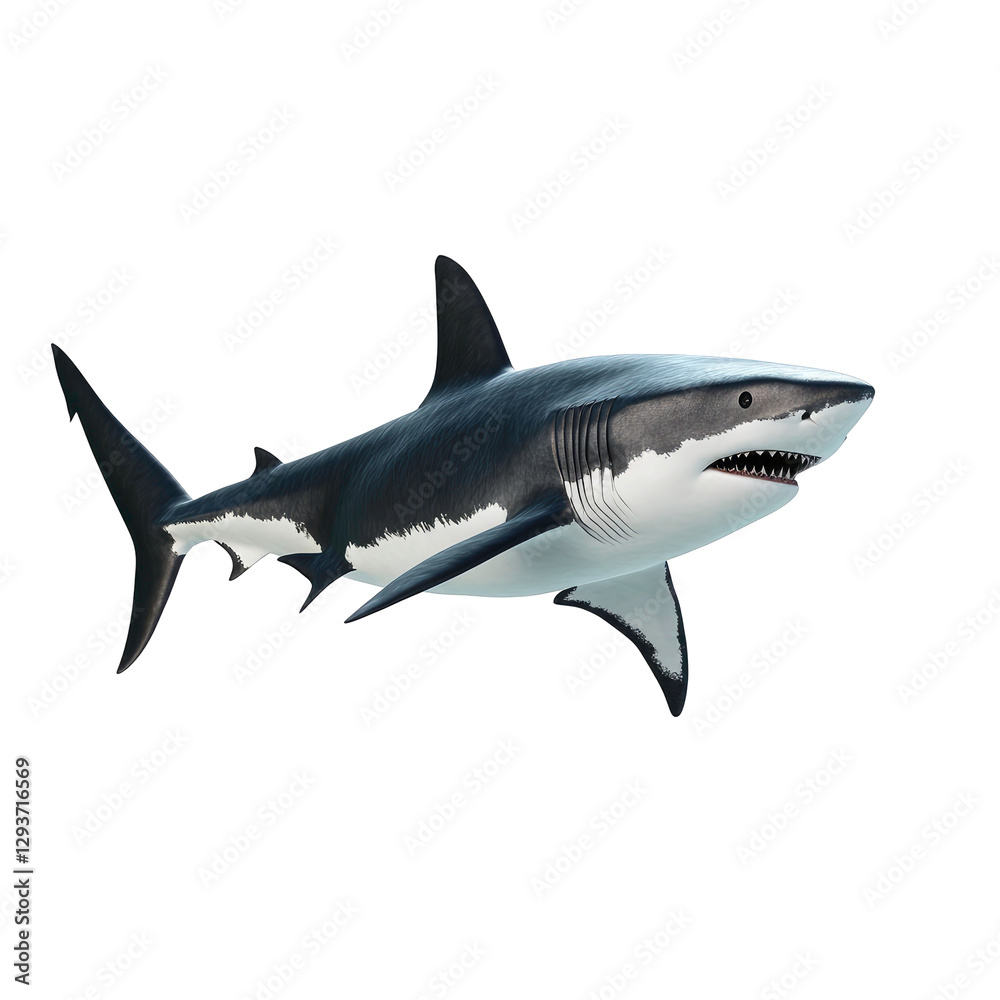 Fototapeta premium White Shark on transparent background, shark png.