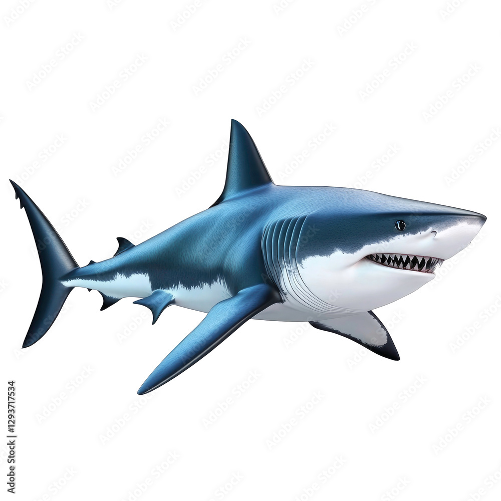 Naklejka premium White Shark on transparent background, shark png.