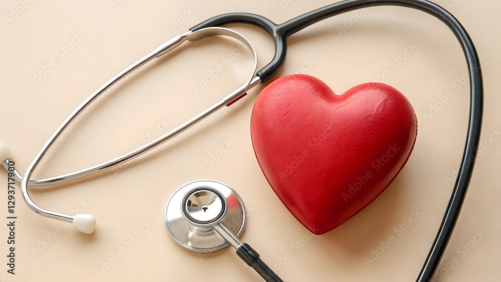 Heart Health and Stethoscope - Medical Care and Wellness Concept Heart Health and Stethoscope - Medical Care and Wellness Concept