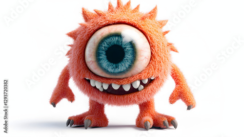 A cartoon monster with big eyes and a big mouth