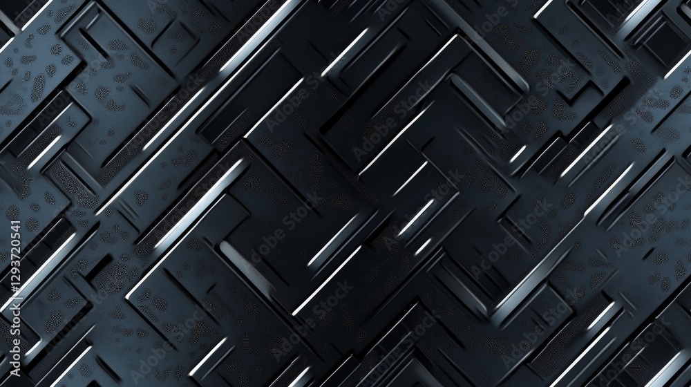 Fototapeta premium Seamless Dark Futuristic Alloy Metal with High-Contrast Silver Accents.