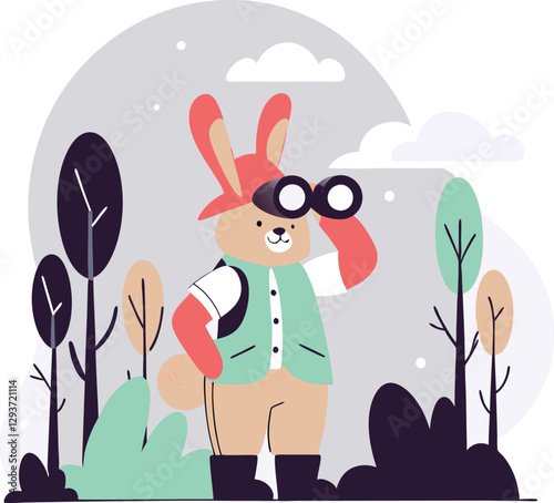 Bunny as a forest ranger vector illustration