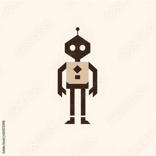 Minimalist robot logo, clean and futuristic design. Displays a geometric structure that is both sleek and modern, symbolizing intelligence and innovation.