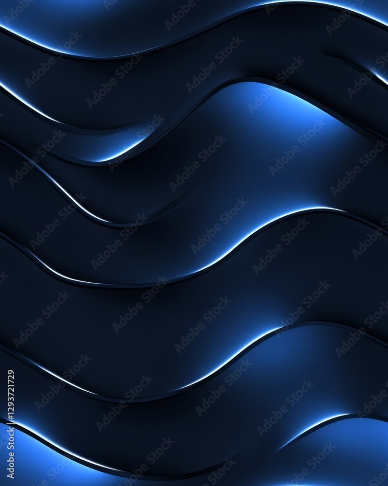Obraz premium Seamless Deep Blue Metallic Surface with Glowing Neon Geometric Patterns.