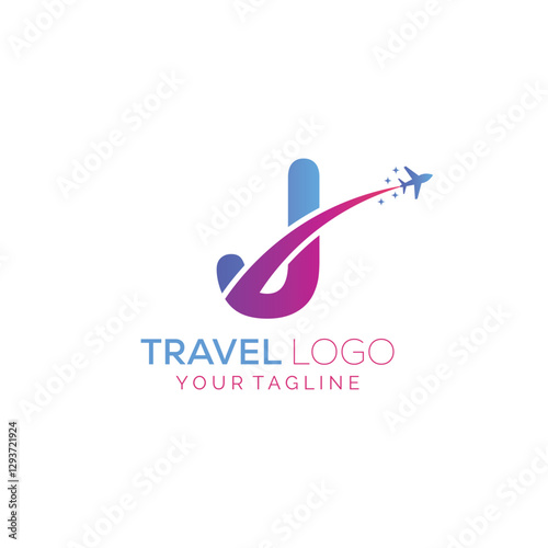 Letter J Travel Logo Design with plane. Icon of J for travel agency logo design.