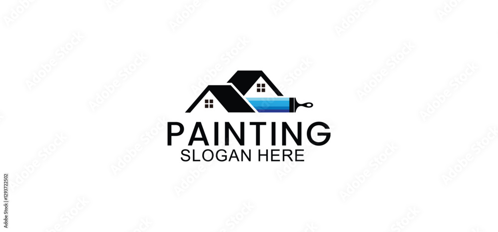 painting service logo design, repair color icon, house and building painting service vector template on white background