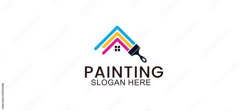 painting service logo design, repair color icon, house and building painting service vector template on white background