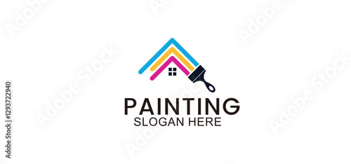 painting service logo design, repair color icon, house and building painting service vector template on white background