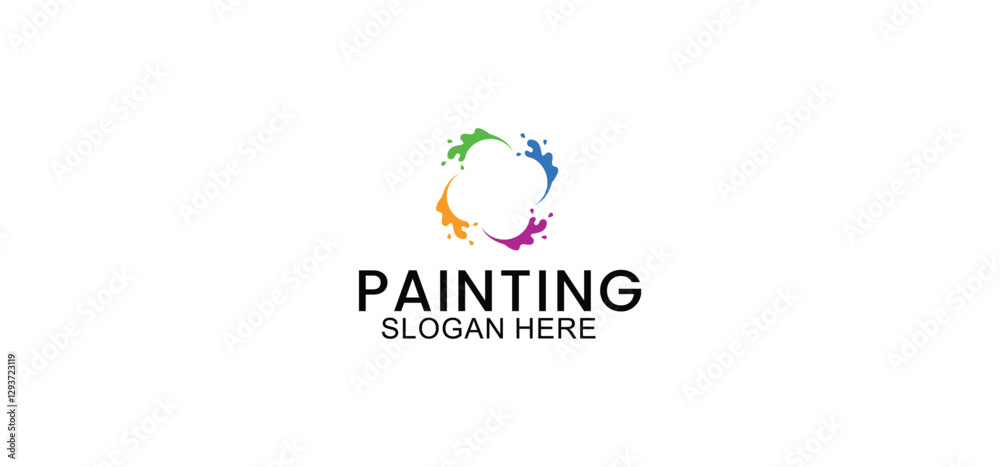 Obraz premium painting service logo design, repair color icon, house and building painting service vector template on white background