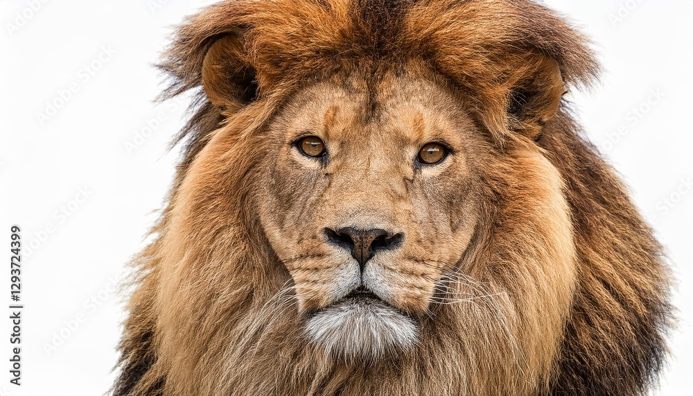 Majestic Lion with Powerful Gaze A Regal Beast Isolated Against a Transparent Background, Showcasing Vibrant Fur Textures and Intense Eyes in an AweInspiring Portrait of Nobility. Majestic Lion with Powerful Gaze A Regal Beast Isolated Against a Transparent Background, Showcasing Vibrant Fur Textures and Intense Eyes in an AweInspiring Portrait of Nobility.