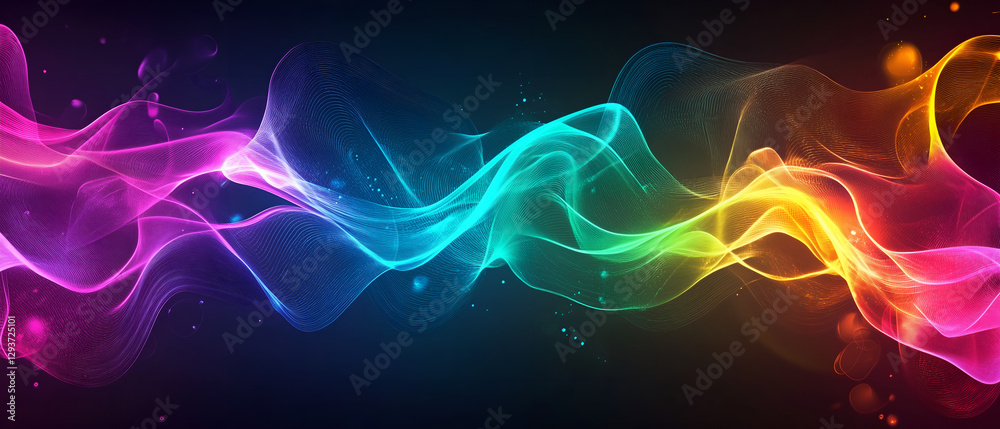abstract colourful rainbow waves of soft energy waving on the black background abstract colourful rainbow waves of soft energy waving on the black background