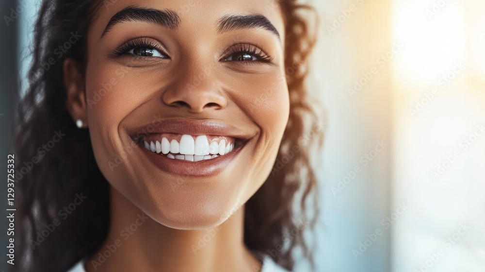 African American woman beams with joy, radiating warmth and confidence.
African American woman beams with joy, radiating warmth and confidence.