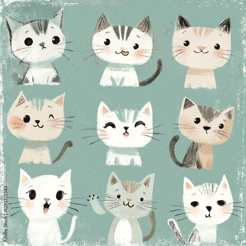 Playful Sketchy Kittens – Hand-Drawn Cartoon Cats with Cute Expressions and Minimalist Style Playful Sketchy Kittens – Hand-Drawn Cartoon Cats with Cute Expressions and Minimalist Style