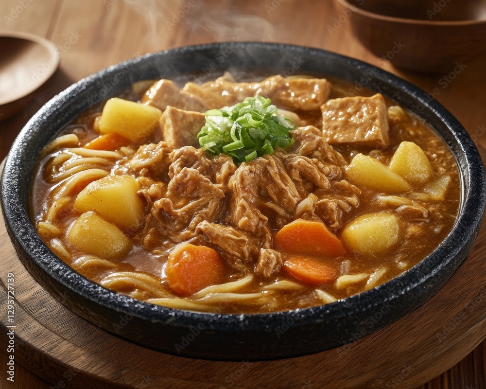 Steaming Japanese Curry With Ramen And Beef Steaming Japanese Curry With Ramen And Beef