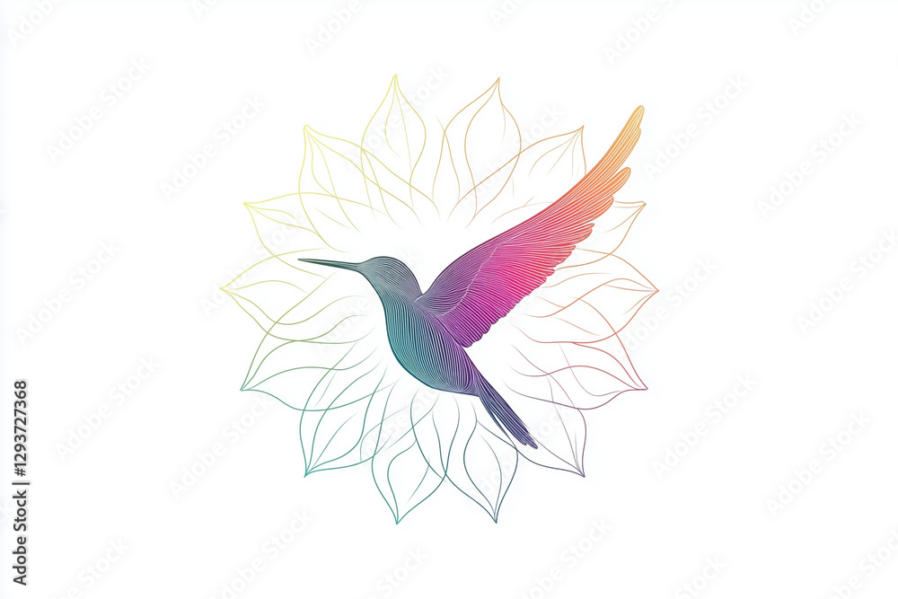 Obraz premium Logo design, hummingbird simple line art style on white background