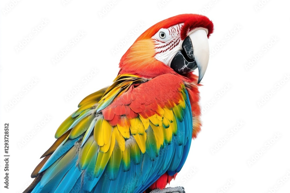 Obraz premium A vibrant parrot perches on a tree branch, showcasing its bright plumage