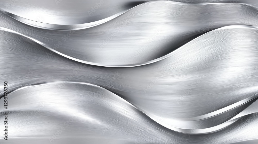 Obraz premium Seamless Futuristic Brushed Aluminum Metallic Background with Soft Light Reflections.