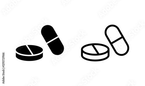 Pills icon logo design. capsule icon. Drug sign and symbol