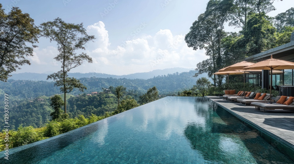 Infinity Pool Overlooking Lush Green Mountains Infinity Pool Overlooking Lush Green Mountains