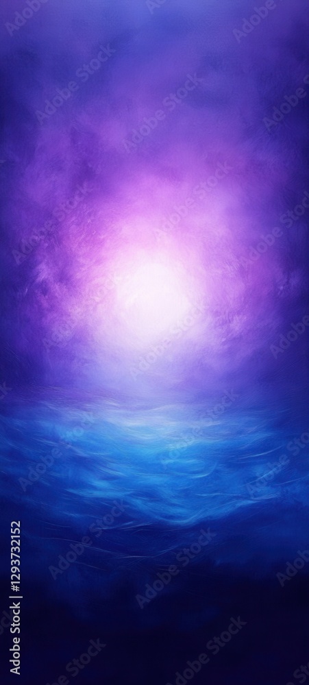 Obraz premium Bright light shining over a calm blue ocean under purple sky