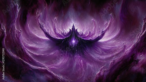 Purple cosmic entity emerging, nebula backdrop, fantasy art, game design