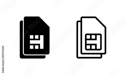 Sim card icon logo design. dual sim card sign and symbol