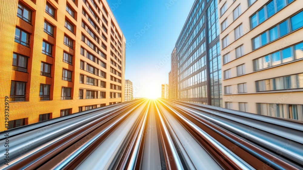 Fototapeta premium City Rail Transit Speed Sunrise