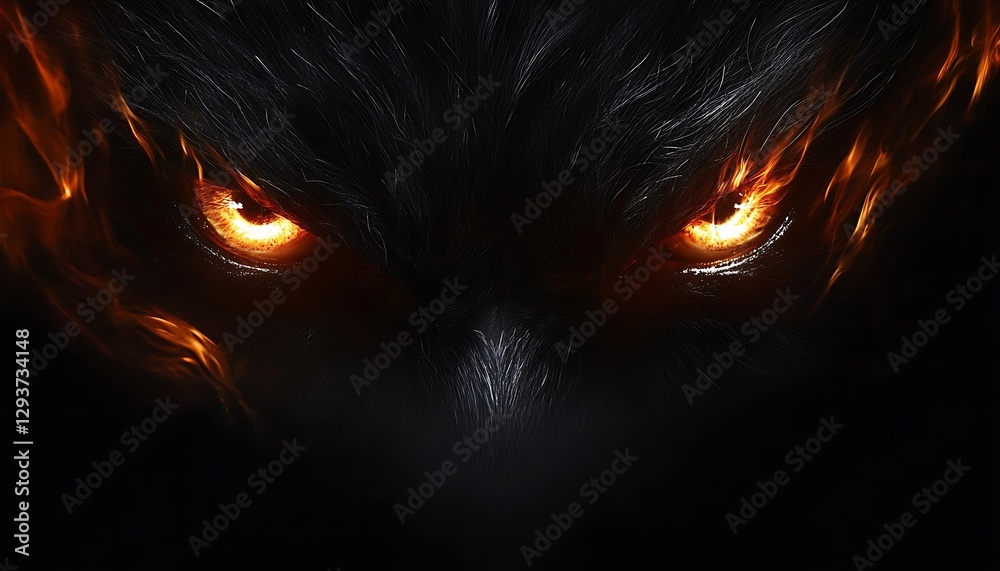 Fototapeta premium Fiery Owl Eyes in Dark Fantasy