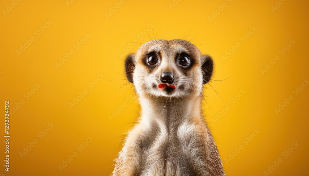 Amazed Meerkats Over Yellow Background Surprised, Impressed, and Full of Awe in a Vibrant Scene Amazed Meerkats Over Yellow Background Surprised, Impressed, and Full of Awe in a Vibrant Scene