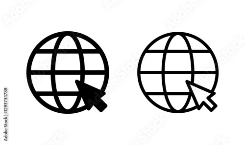 Web icon logo design. go to web sign and symbol. web click icon. Global search icon