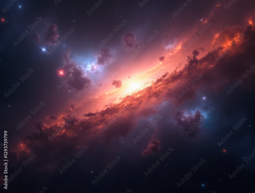 Fototapeta premium Vibrant galactic nebula illuminating the cosmos