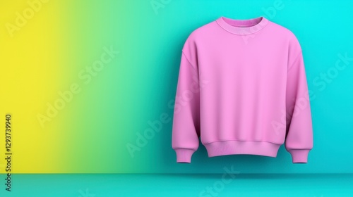 Elegant pink sweater gracefully hanging on a wall, showcasing its soft texture and chic style in a fashion setting