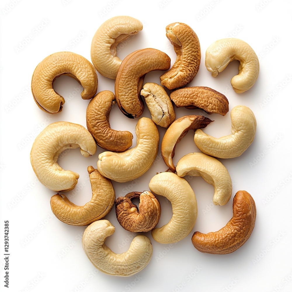 Obraz premium Delicious cashew nuts cut out isolated on white background 