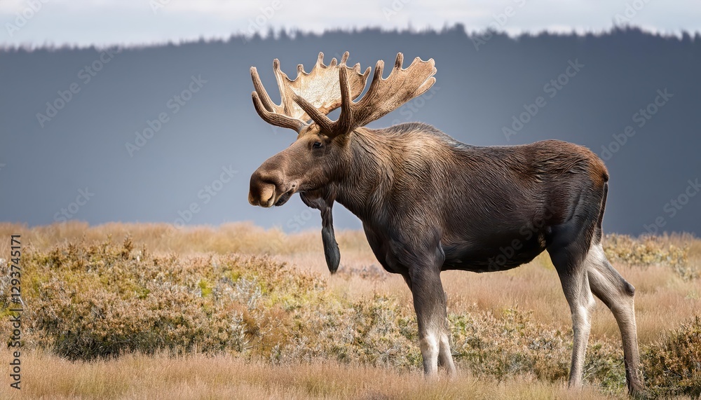 Majestic Moose with Large Antlers in a Winter Wonderland, Displaying Power and Grace Amidst SnowCovered Conifers Under a Stunning Arctic Sky, Capturing the Frosty Serenity of an Alaskan Morn. Majestic Moose with Large Antlers in a Winter Wonderland, Displaying Power and Grace Amidst SnowCovered Conifers Under a Stunning Arctic Sky, Capturing the Frosty Serenity of an Alaskan Morn.