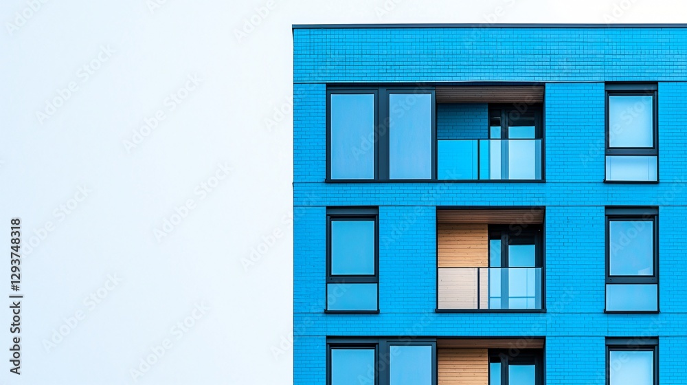Naklejka premium Modern blue apartment building exterior