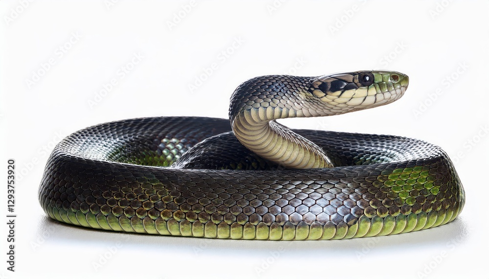 Obraz premium Striking Portrait of Naja kaouthia Snake in Defense, Transparent Background Highlights Tense Tension and Intrigue, Perfect for Digital Art, Home Decor, or Design Inspiration.