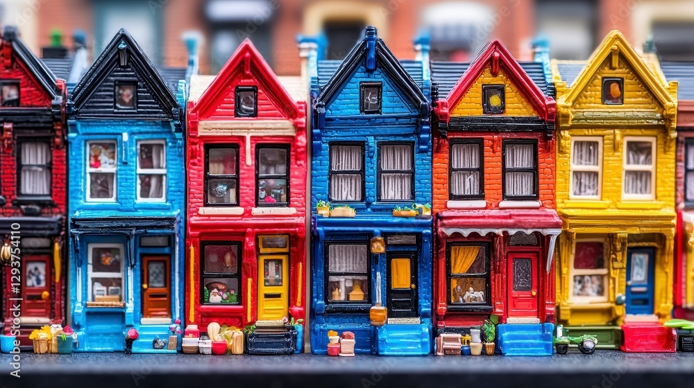 Fototapeta premium Miniature colorful houses, city street