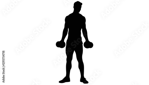 Silhouette of a muscular man lifting weights